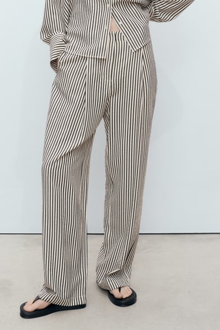 Pantalon rayures texturé - Ecru