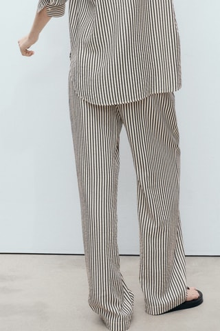 Pantalon rayures texturé - Ecru