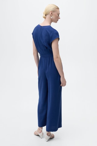 Combinaison imprimée avec ceinture - Bleu foncé