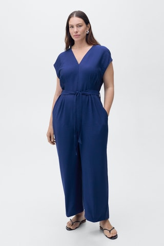 Combinaison imprimée avec ceinture - Bleu foncé