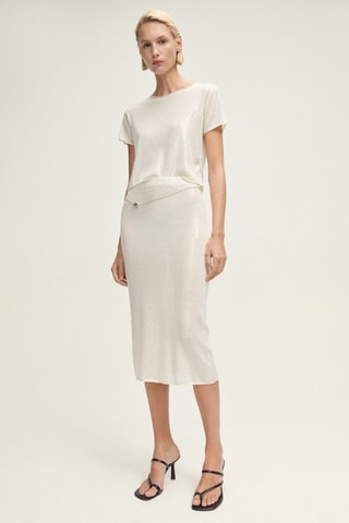 Pull maille manches courtes paillettes - Vanille