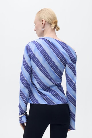 Blouse asymétrique rayures - Bleu ciel