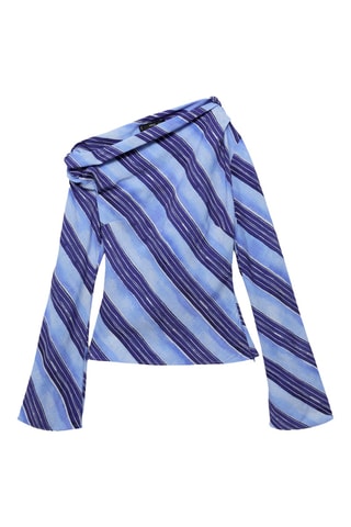 Blouse asymétrique rayures - Bleu ciel