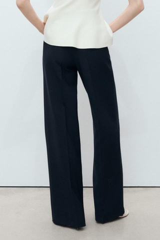 Pantalon droit boutons contraste - Bleu marine
