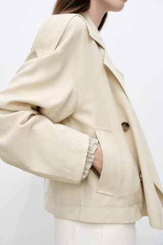 Trench crop double boutonnage - Gris clair