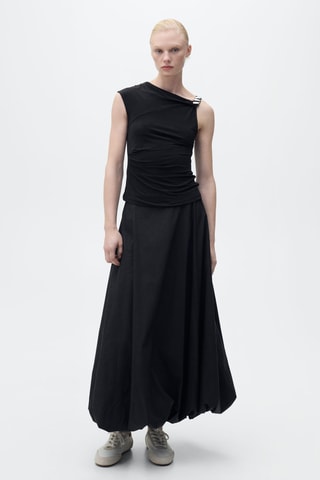 Haut asymétrique application métallique - Noir