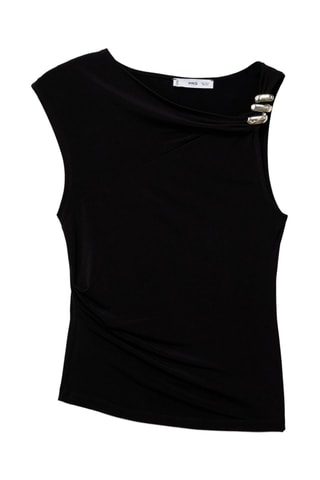 Haut asymétrique application métallique - Noir