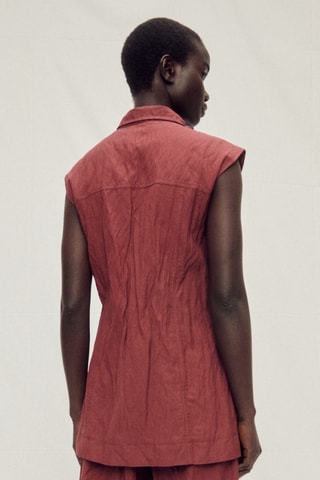Gilet de costume effet froissé avec poches - Bordeaux