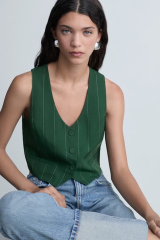 Gilet de costume à fines rayures - Vert