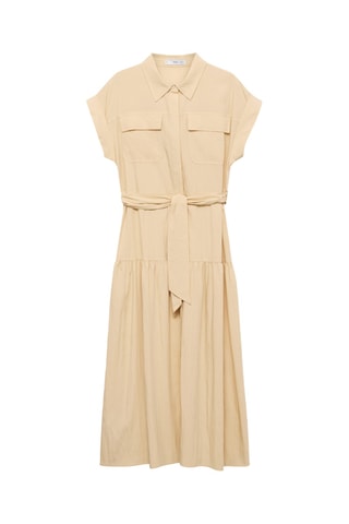 Robe chemise détail noeud - Ecru