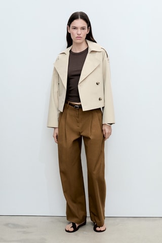 Trench crop double boutonnage - Gris clair