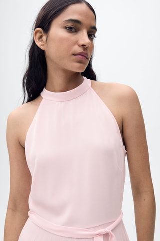 Robe plissée emmanchures américaines - Rose