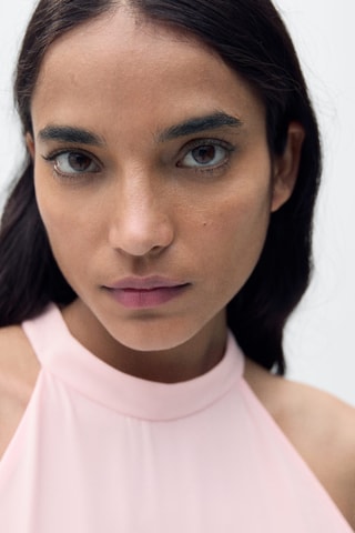 Robe plissée emmanchures américaines - Rose