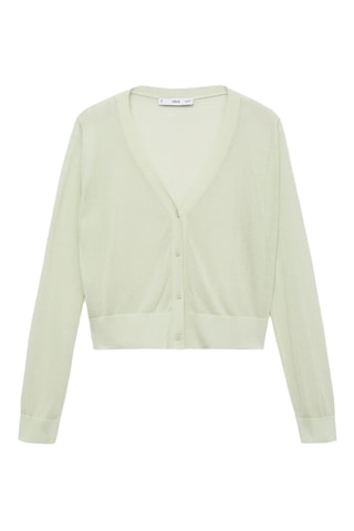 Cardigan crop maille semi-transparent - Vert d'eau