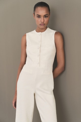 Combinaison tweed boutons - Ecru