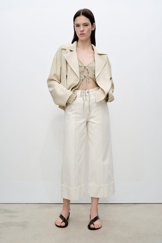 Jean wideleg crop coutures - Ecru