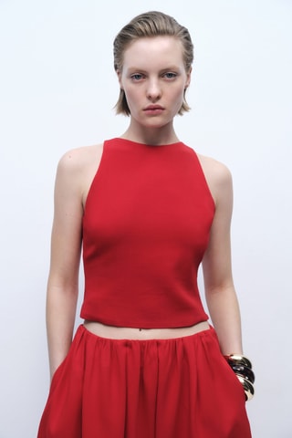 Top crop noeud dos - Rouge