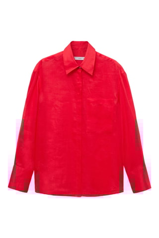 Chemise ramie avec poches - Rouge