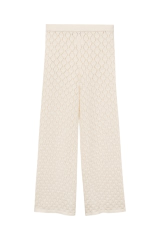 Pantalon droit maille côtelée - Ecru