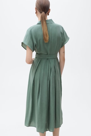 Robe midi évasée ceinture - Vert