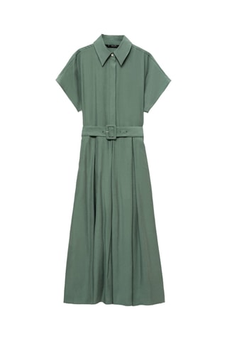 Robe midi évasée ceinture - Vert