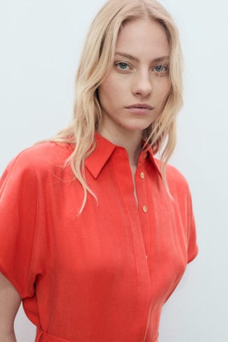 Robe midi évasée ceinture - Rouge