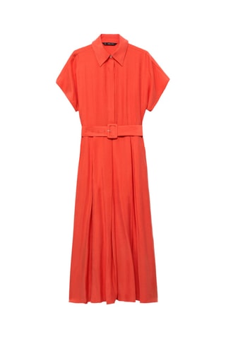 Robe midi évasée ceinture - Rouge
