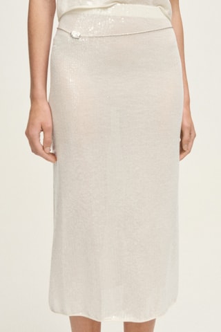 Jupe crayon en maille à paillettes - Vanille