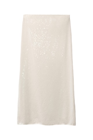 Jupe crayon en maille à paillettes - Vanille