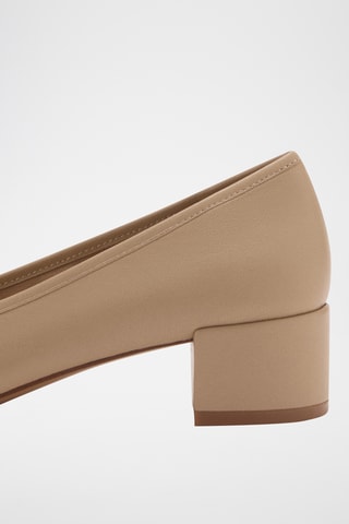 Ballerines talon cuir noeud - Caramel