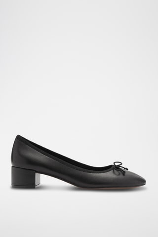 Ballerines talon cuir noeud - Noir