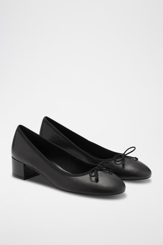 Ballerines talon cuir noeud - Noir