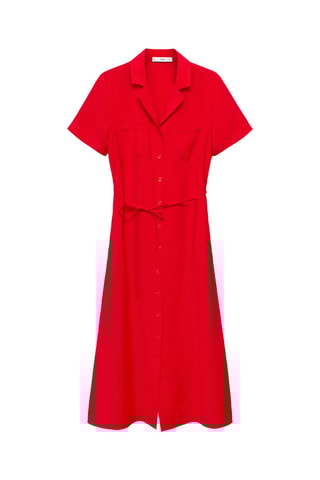 Robe chemisier poches - Rouge