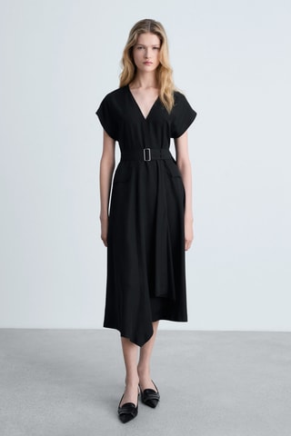 Robe asymétrique ceinture - Noir