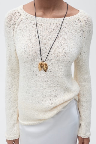 Pull crochet col rond - Ecru