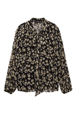 Blouse imprimé floral à nœud - Noir
