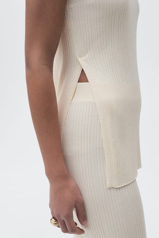 Pantalon flare maille côtelée - Ecru