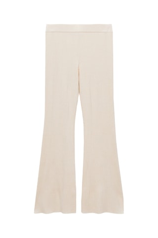 Pantalon flare maille côtelée - Ecru