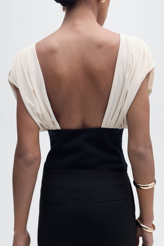 Top drapé combiné - Ecru
