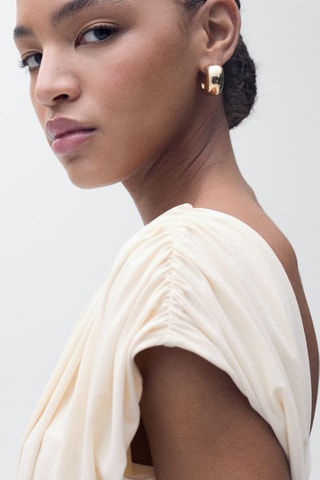 Top drapé combiné - Ecru