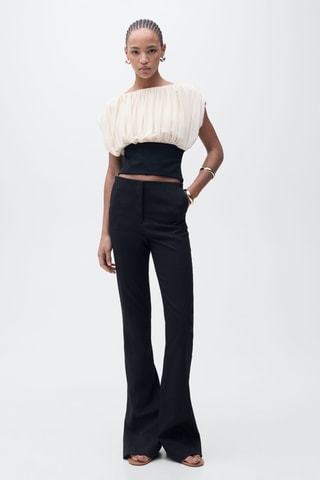 Top drapé combiné - Ecru