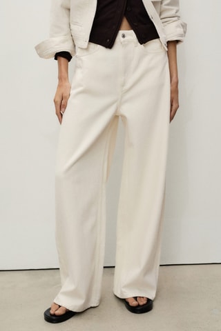 Jean balloon taille haute - Ecru