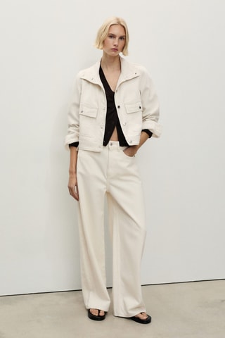 Jean balloon taille haute - Ecru