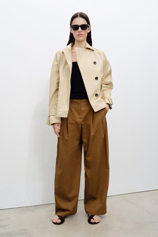 Trench court coton - Gris clair