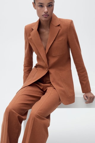 Blazer costume mélange coton et lin - Caramel