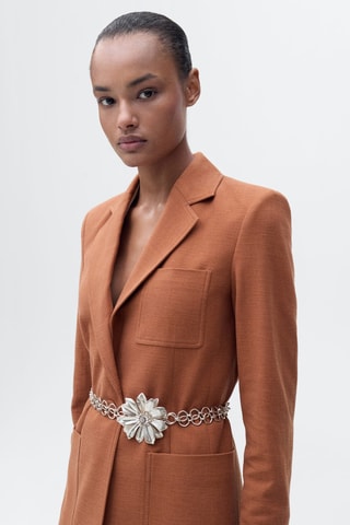 Blazer costume mélange coton et lin - Caramel