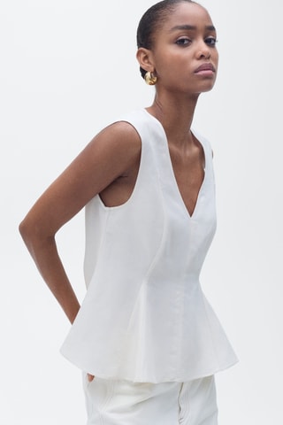 Haut péplum lin mélangé - Ecru