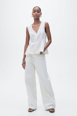 Haut péplum lin mélangé - Ecru