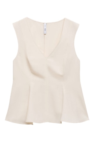 Haut péplum lin mélangé - Ecru