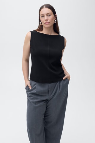 Haut en maille col bateau - Noir